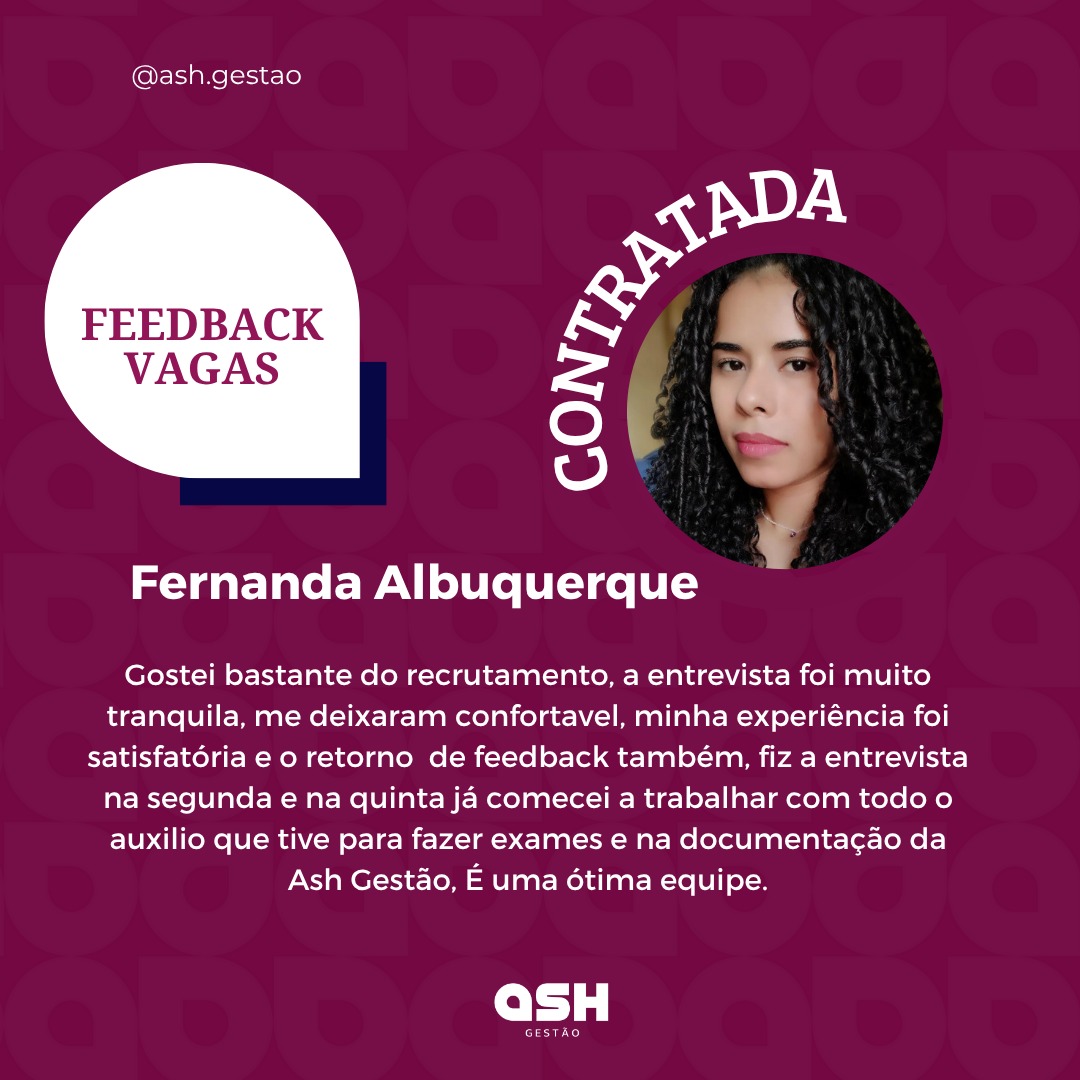 Cartão de Feedback da Fernanda Albuquerque